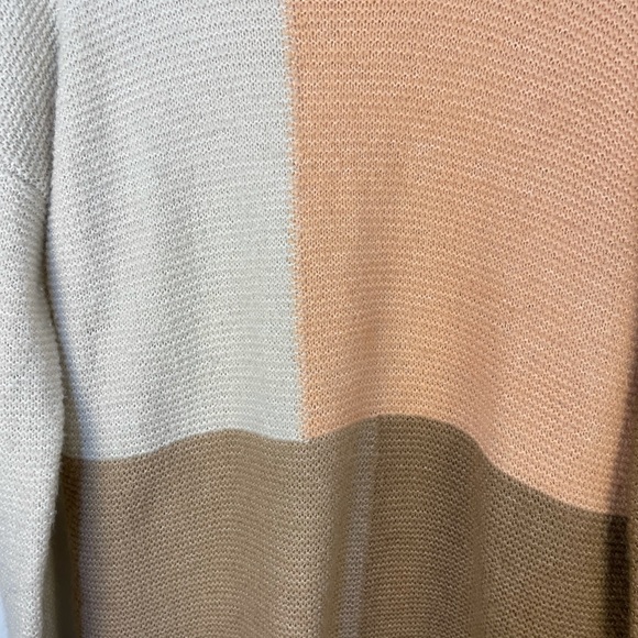 Cowl Turtleneck oversized long colorblock fuzzy knit sweater soft size medium - Picture 4 of 12